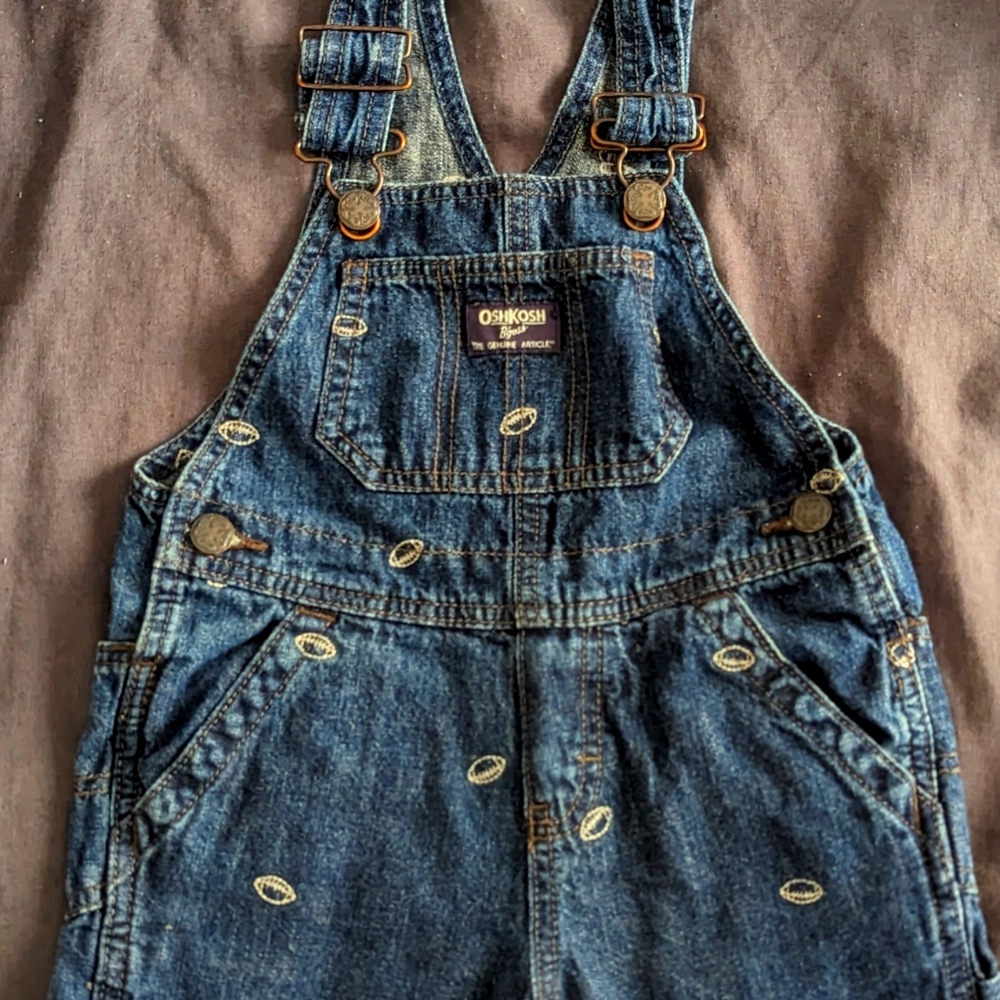 OshKosh B'Gosh Vintage Football Overalls Size 2T